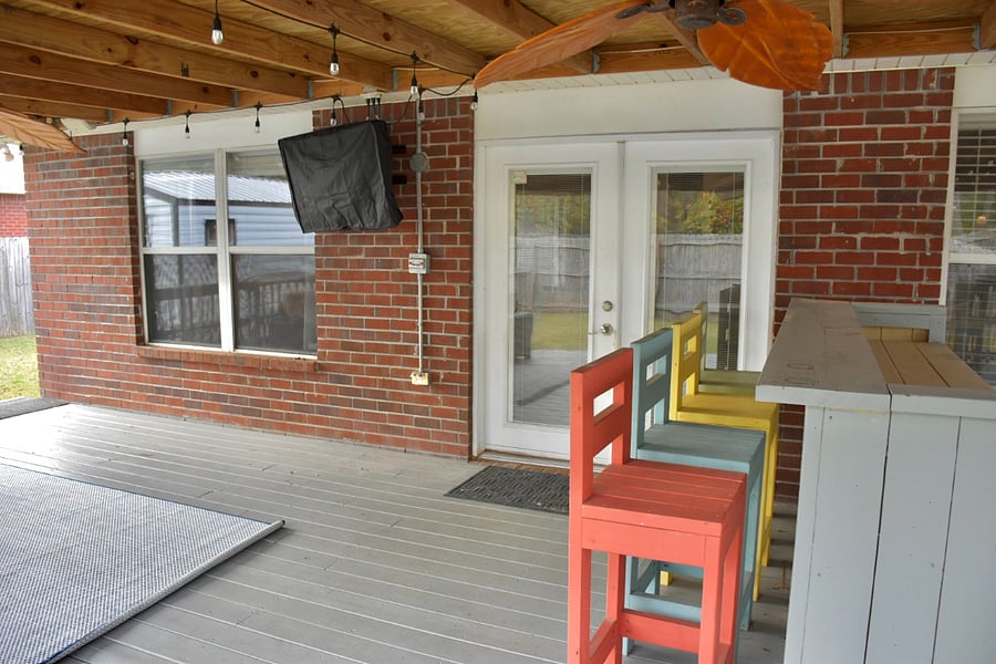 Outdoor deck with TV