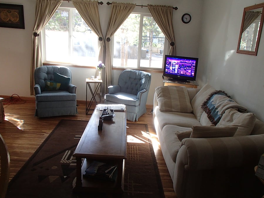 Living room with cable TV. Also, this is where the router for the Internet access is located.