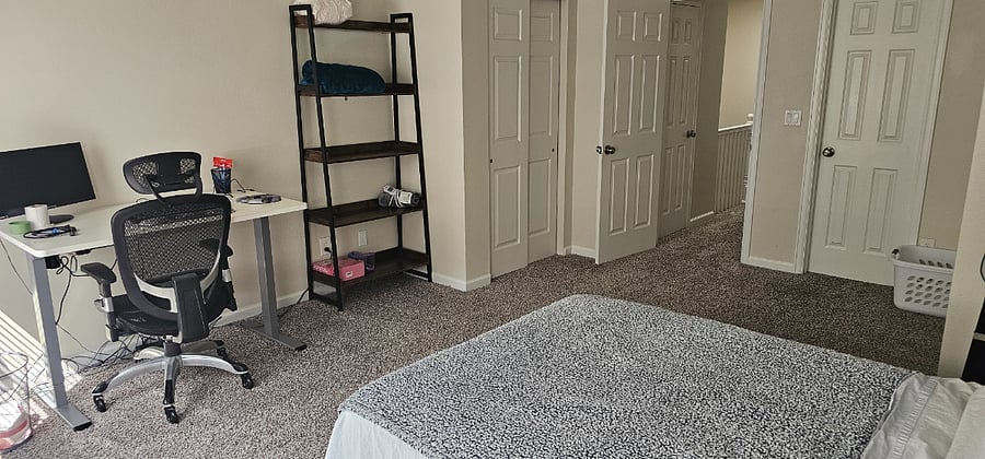 Main bedroom - view from bed to closet
