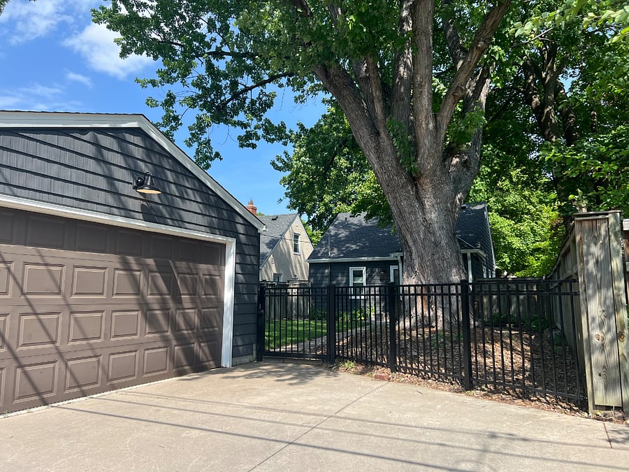 1 parking space included in garage and/or 1 car would fit in the driveway. Free parking is also available on the street in front of the house (you would need to observe Minneapolis snow emergency guidelines when needed).