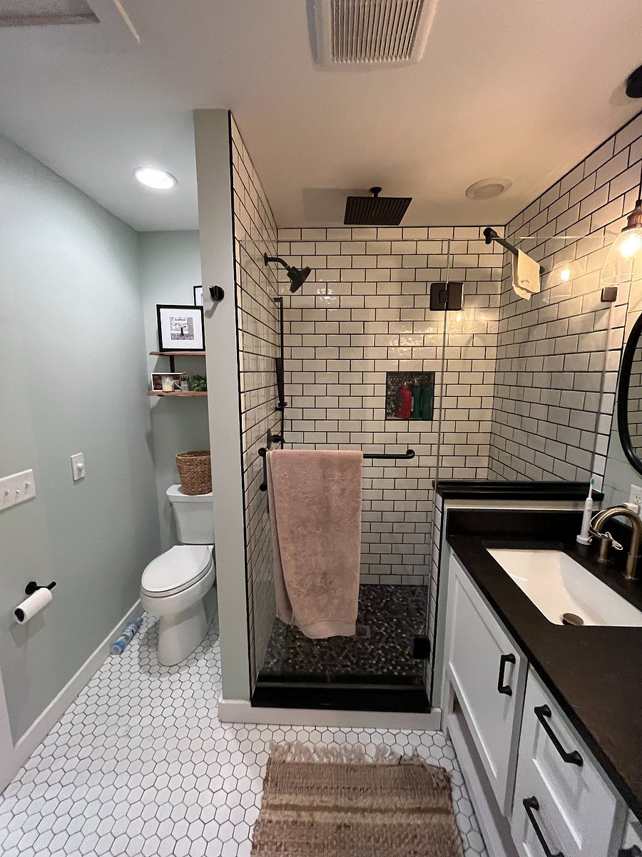 Primary bathroom with 3 head shower