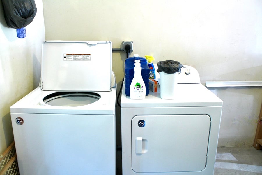 Laundry facilities located in garage.