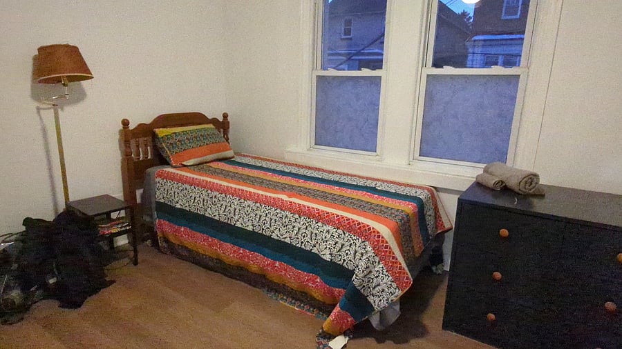The 'Viridian' Loft bedroom is on the quaint & quiet rear 2nd floor with direct access to a bathroom. Beautiful sunrises and sunsets make this room a dreamy space!