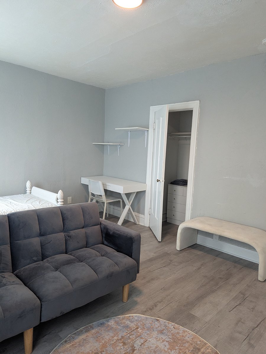 'Navy' Single Deluxe bedroom also offers a large closet with 3-drawer dresser.