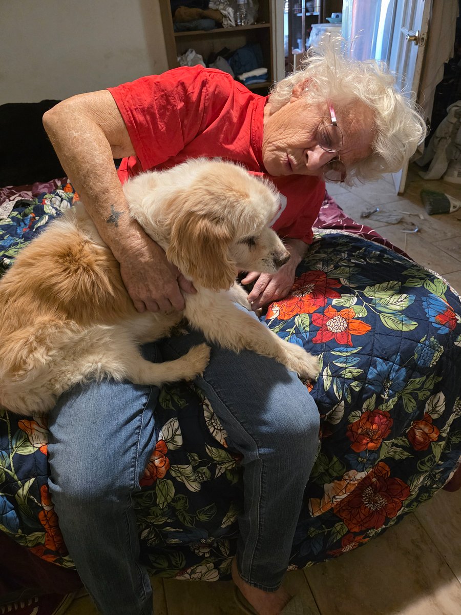 Mom with one of our hospice dogs.