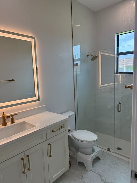 Private ensuite bathroom (no sharing) with walk-in shower--clean, modern, and fully private