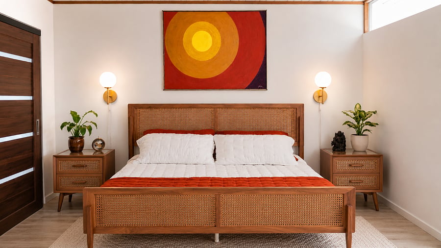 Thoughtfully curated dcor complements the home's mid-century character.