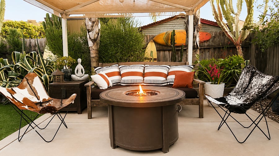 The fire pit creates the perfect setting for memorable evenings.