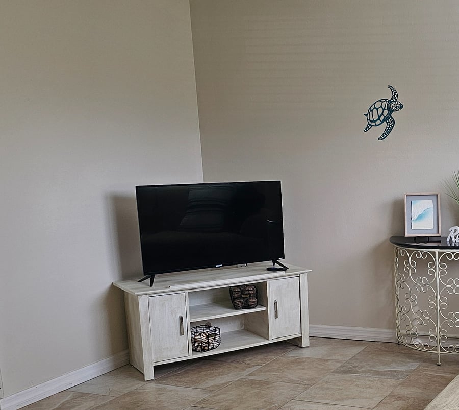 living room, with Smart Roku TV