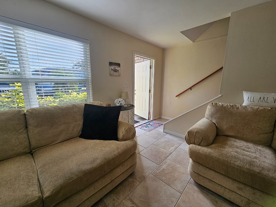 Front entry and living room.