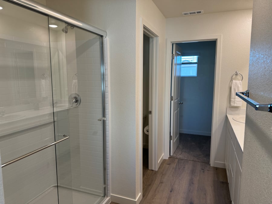 Master en-suite bath with double sink.