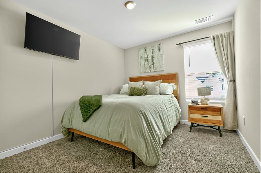 Sink into soft linens, enjoy natural light, and wake up refreshed in this bright, tranquil suite designed for ultimate rest.