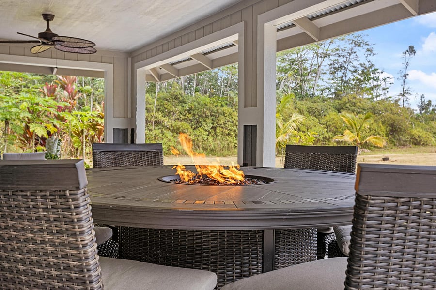 Sit by the table fireplace