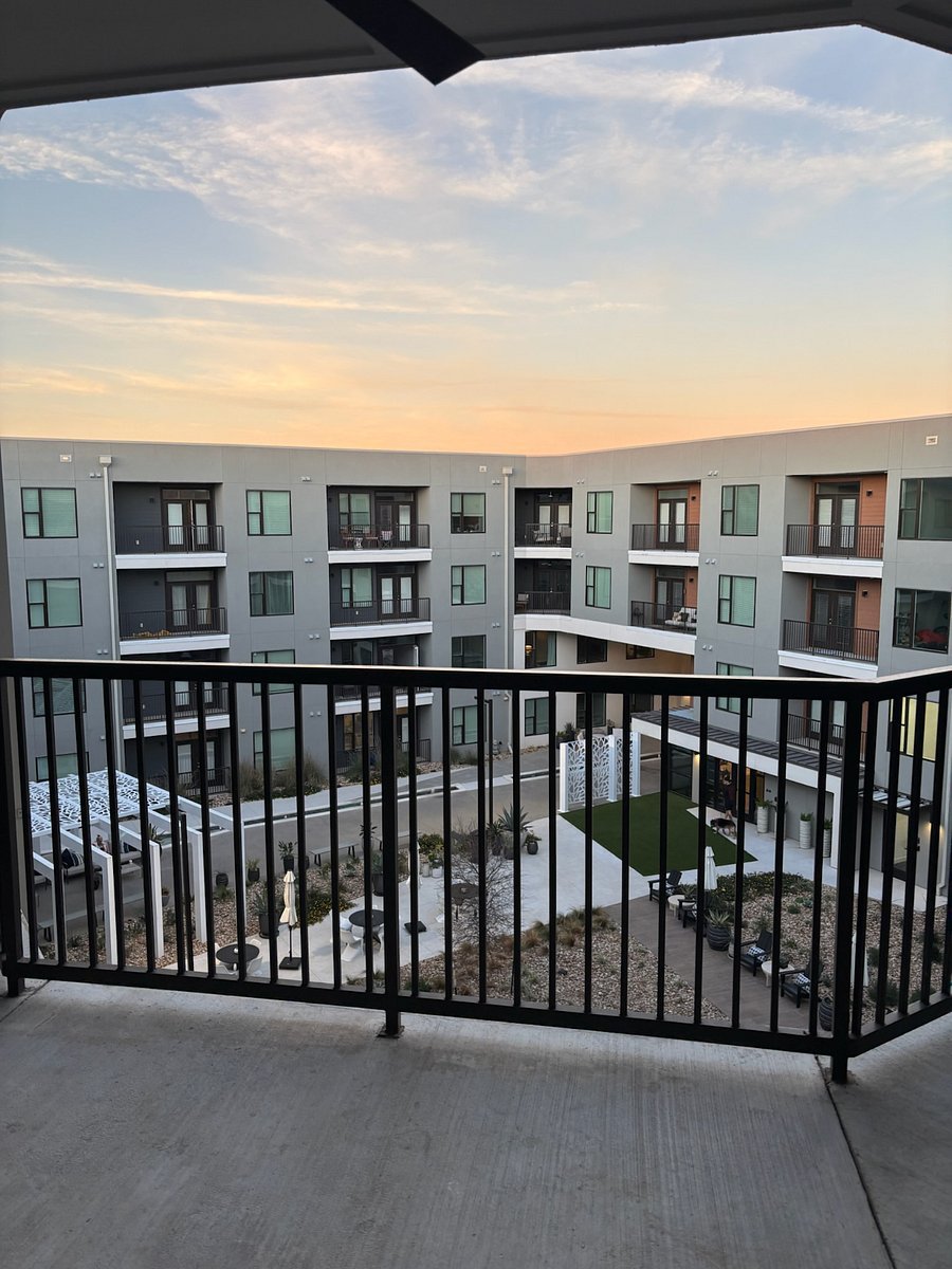 Balcony View of Courtyard where soft music plays throughout the day