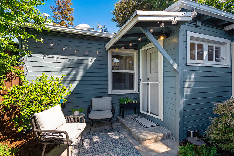 Private patio with herb garden