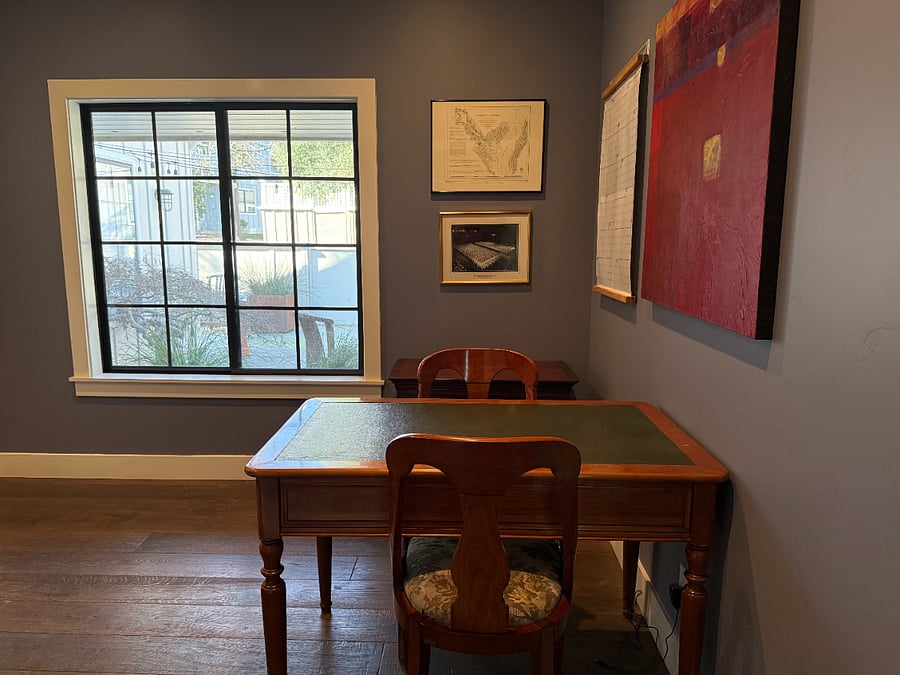 traditional desk with 2 partner chairs