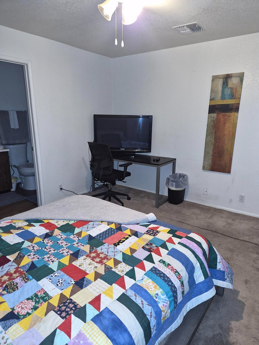 Master has desk and office chair (monitor is also a TV)