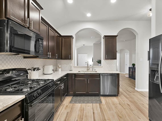 Fully equipped kitchen with all basics including a brita and basic spices.
