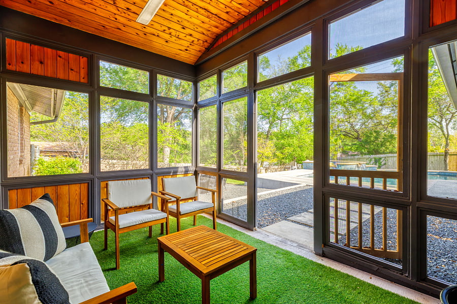 Enjoy the outdoors without the bugsthis cozy screened-in porch is perfect for your morning coffee or a peaceful nightcap.