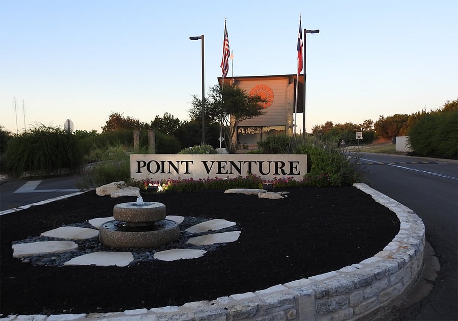 Point Venture, Texas. Front entrance to the community.