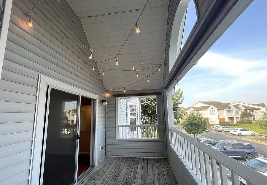 Private balcony with lights
