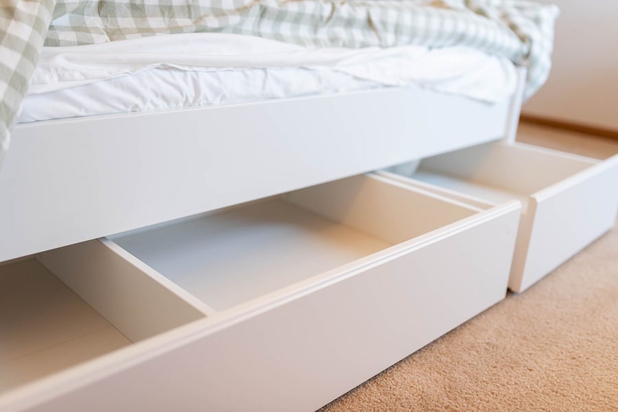Both full beds have under the bed dressers