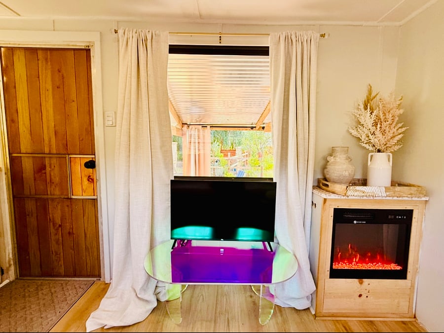 Casita 2 Living Room, Fireplace.