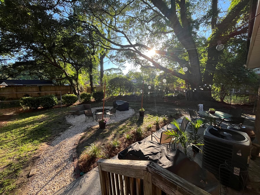 backyard with firepit