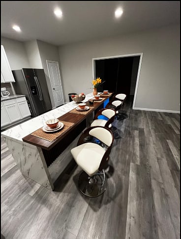 Shared kitchen and dining area.