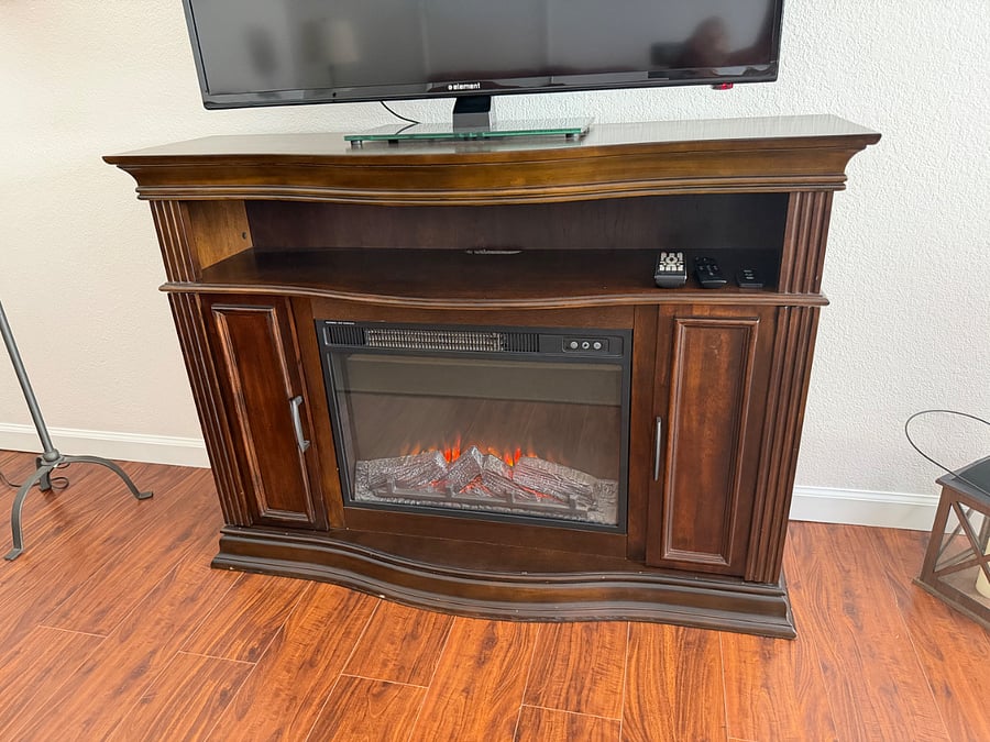 Functional fire place TV console 