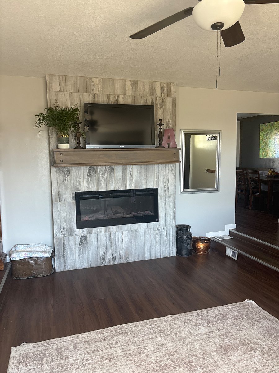 Living room with electric fireplace