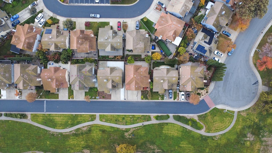 Facing a park with long walking trail
