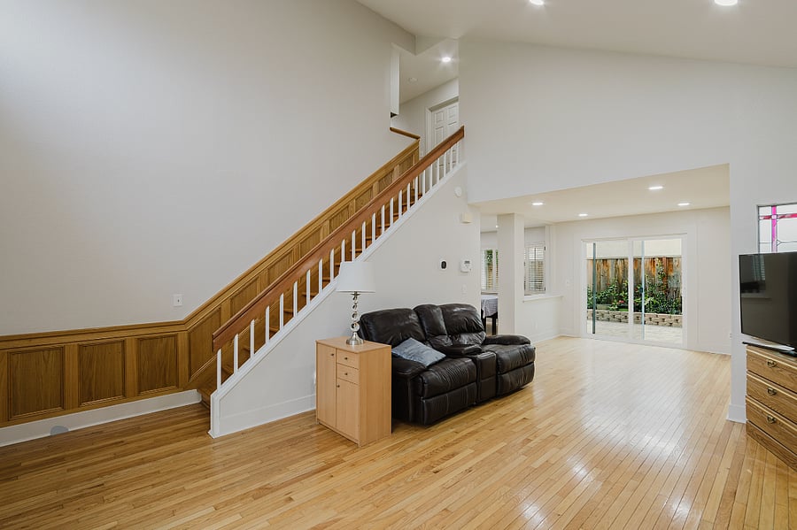 Living area with vault ceiling