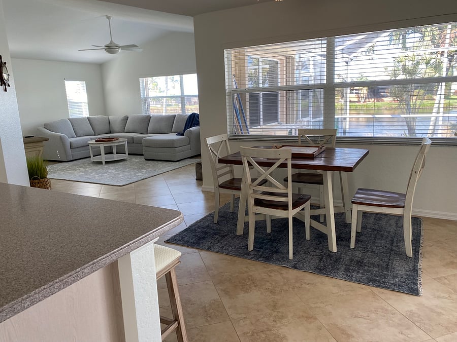 View from kitchen to family room