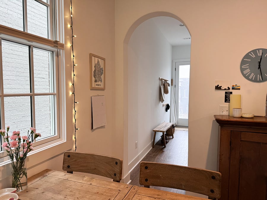 Hallway to bedroom and garden