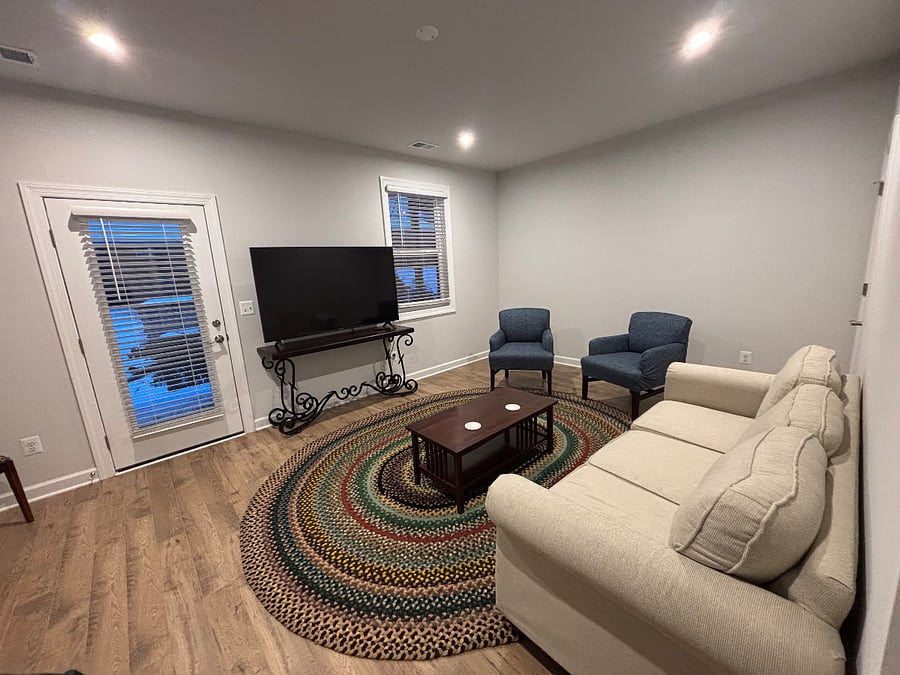 Downstairs bonus room with smart TV