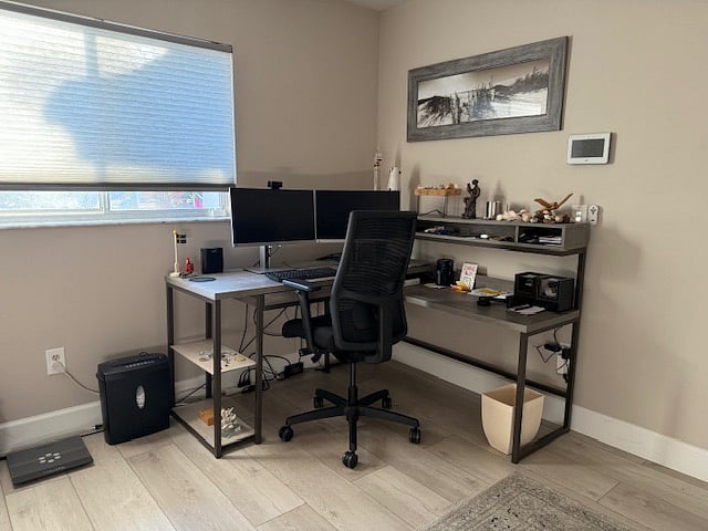 Office with desk and view