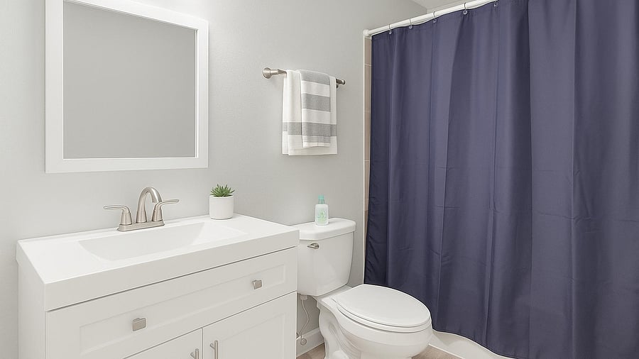 Fresh and tidy shared bath designed for comfort and convenience