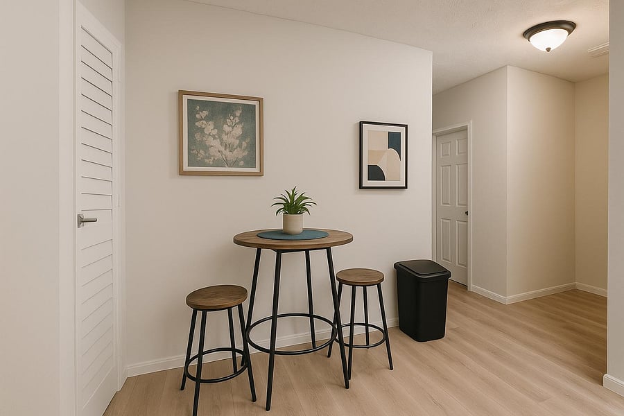 Welcoming shared space with a simple setup for daily living