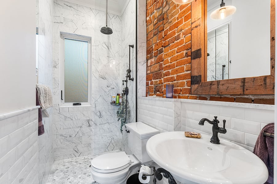 Main level bathroom with shower