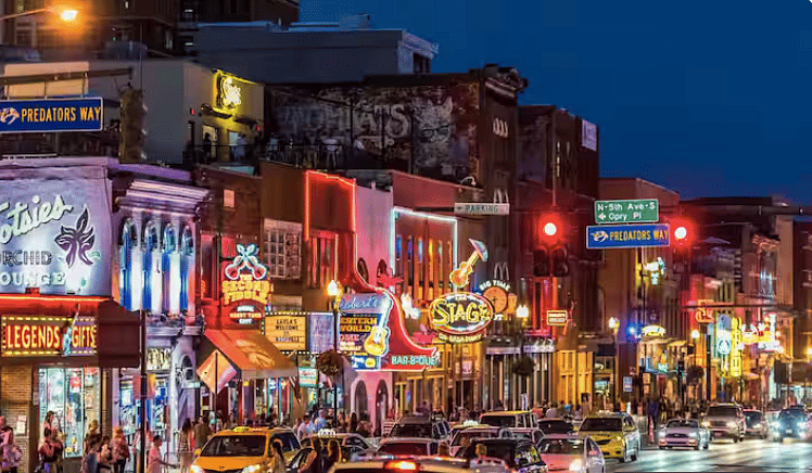 We're a 5 min drive away from downtown Nashville's legendary strip of Honky Tonks on Broadway.