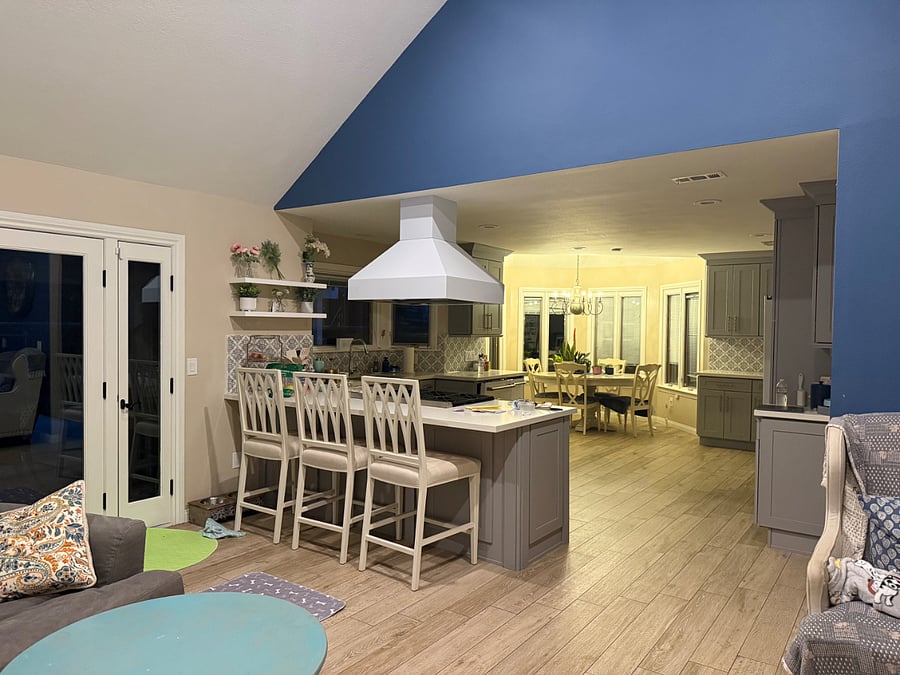 family room and kitchen