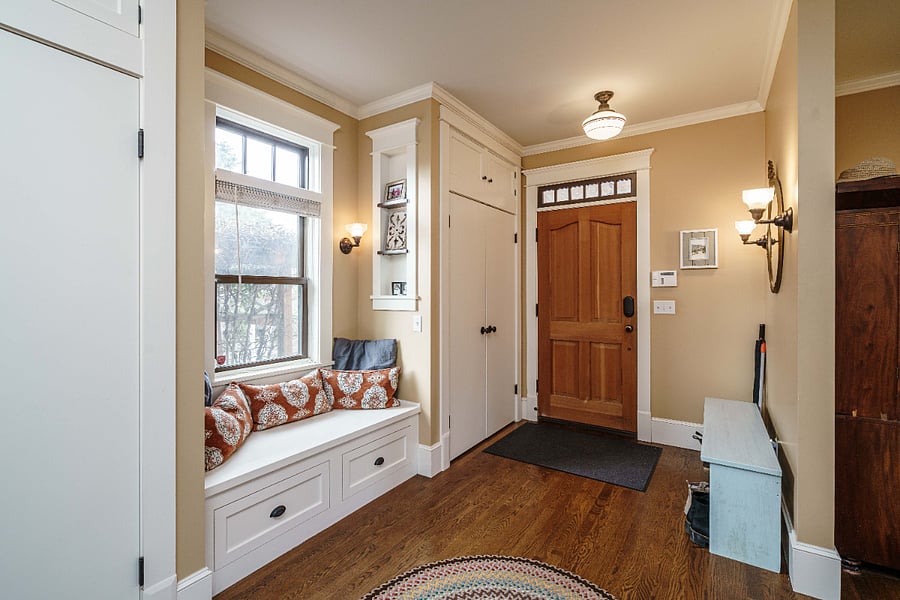 Front entry on first floor. Main suite tenant has a dedicated closet in the entry hall.