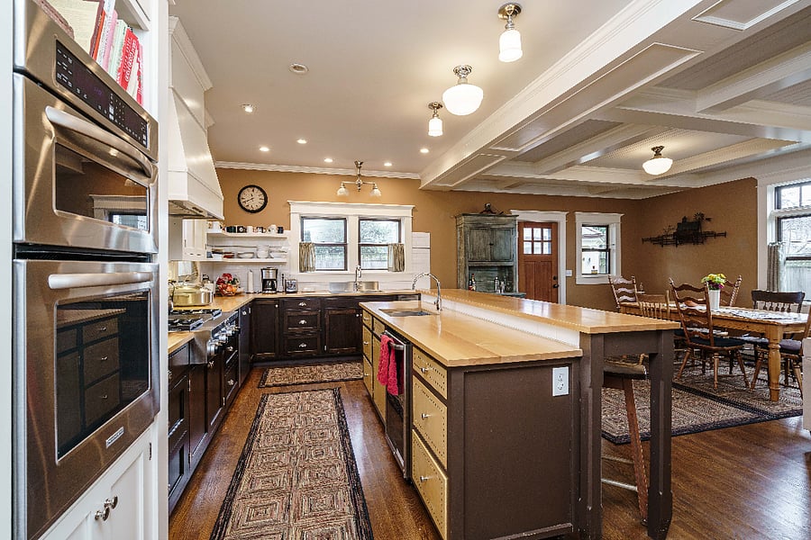 Kitchen with dual ovens and gas range