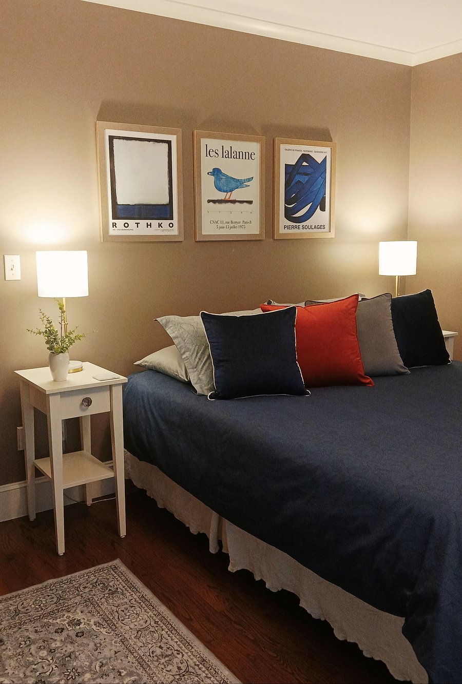 Comfortable queen bed in private main suite