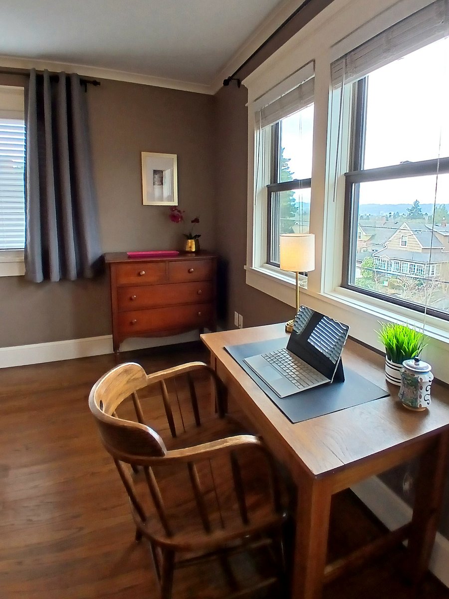 Main suite work space with great natural light, high-speed Internet and territorial views over downtown Portland and the surrounding hills