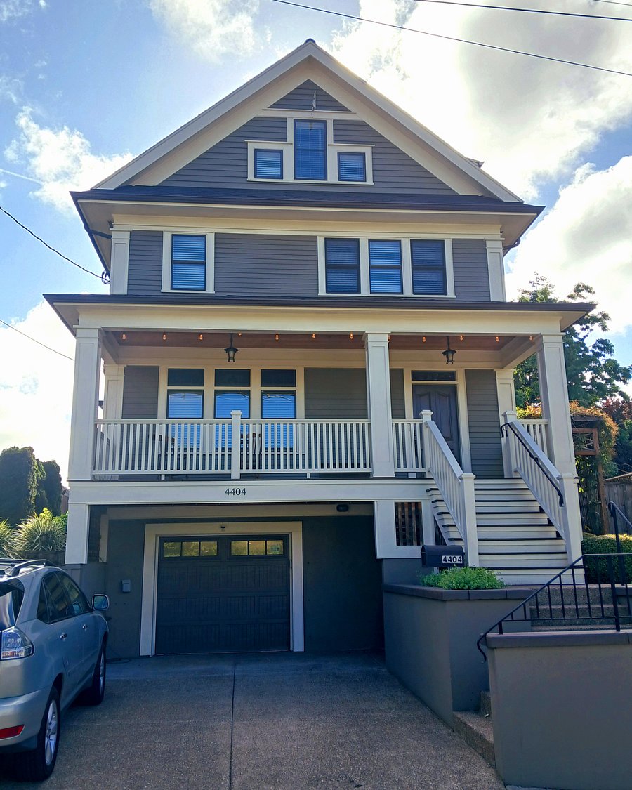 Front of house with two, shared off-street parking spaces