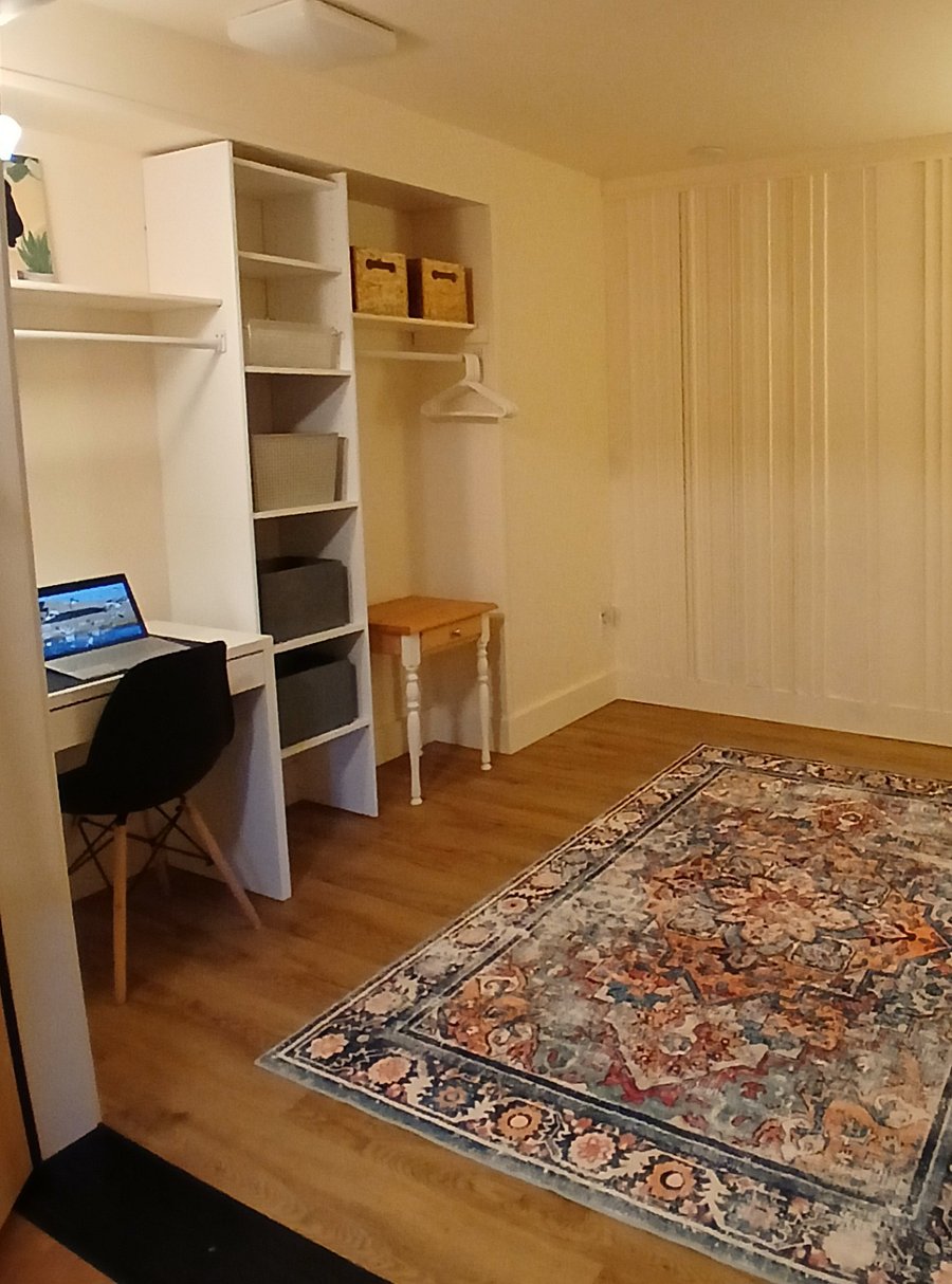 90 sq. ft. apartment office/storage area located off sitting area