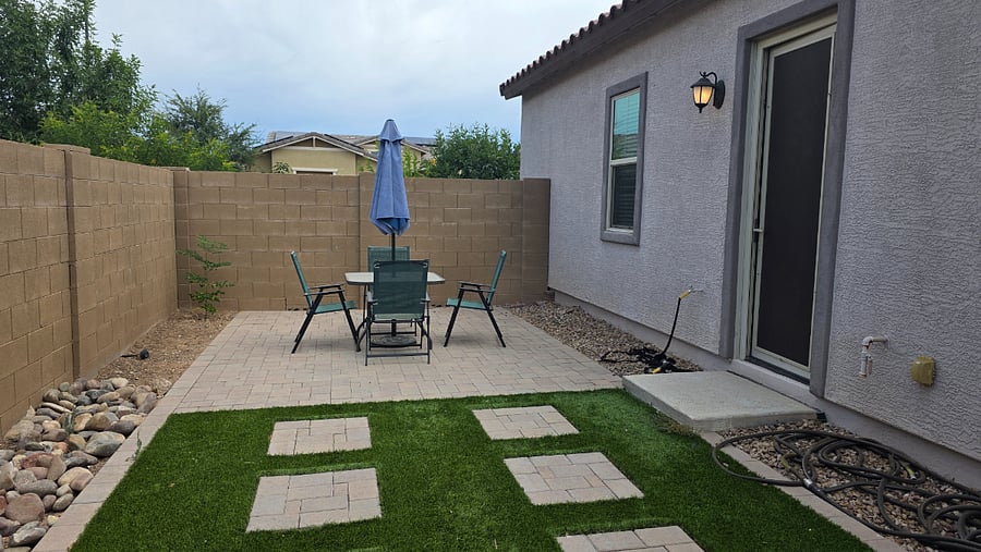 Manicured private fenced in yard