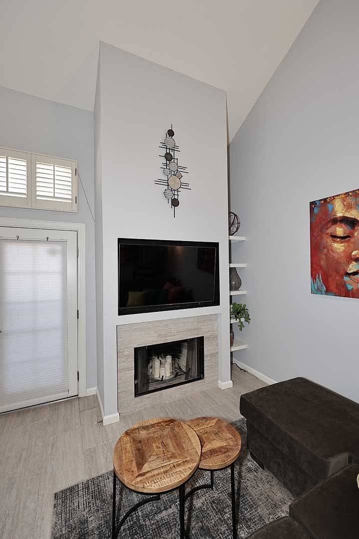 Fireplace & recessed 55" TV